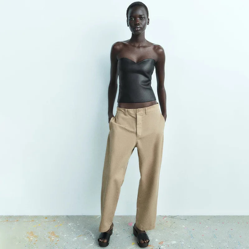 Strapless Backless Sexy Y2K Crop Top Corset Party Club Outfits for Women Tube Vest Autumn Winter Sleeveless Skinny Bustier Tops