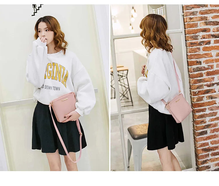 Fashion Solid Color Shoulder Bag Women Crossbody Bags Women PU Leather Woven Bag Mobile Phone Purse Mini Handbags hand bag