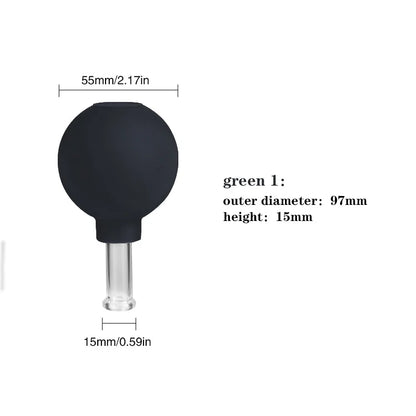 Face Massager Vacuum Cupping Cups Rubber Head Glass Cup Face Skin Care Anti Wrinkle Face Cupping for Beauty Face Care Tool Black - 1