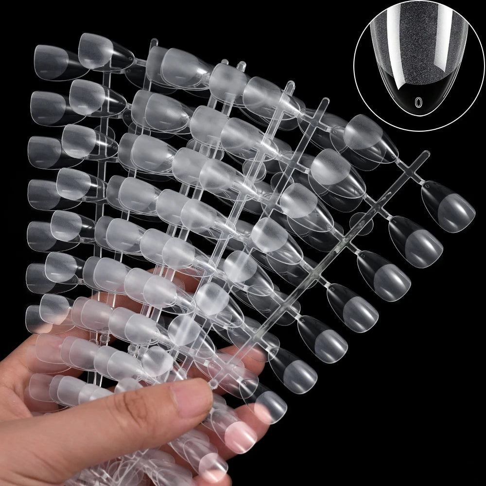 240pcs XS Fake Nails Short Square/Almond False Nail Tips Half Matte Acrylic Square Fingernails DIY For Manicure Extension Tools