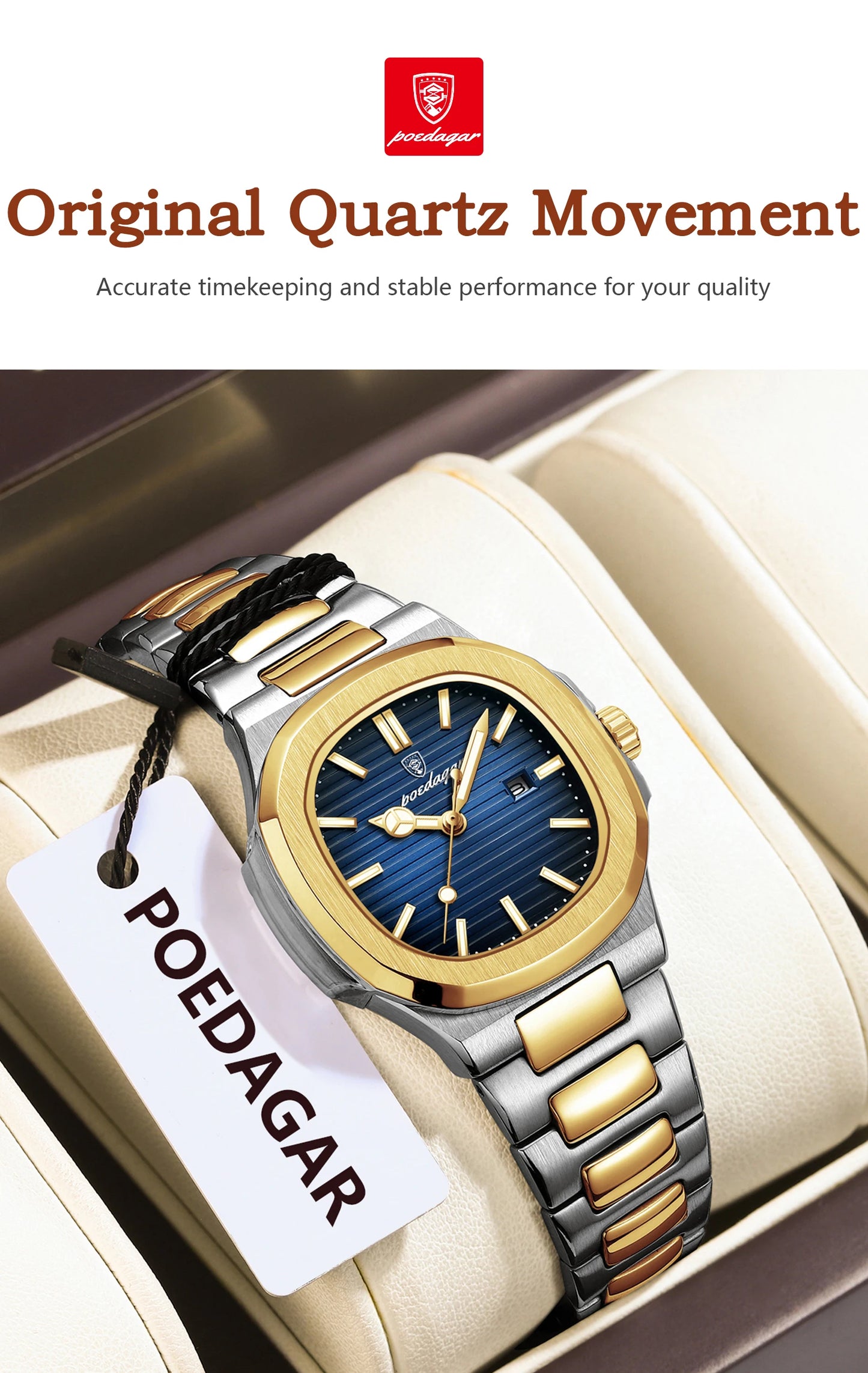 POEDAGAR Original Trendy Women's Watches Waterproof Luminous Date Ladies Wristwatch Stainless Steel Quartz Watch For Woman Reloj