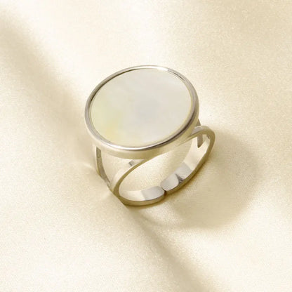 Sea Jewelry Shell Leaf Geometric Round Stainless Steel Rings For Women Men Accessories Open Adjustable Ring Beach Holiday Bagues J930-S-W adjustable