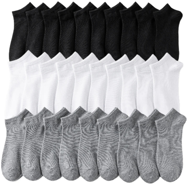 Unisex 40/20/10 Pairs of Solid Color Socks, Soft and Lightweight Ankle Socks, WOMEN'S Casual Boat Socks, Low Cut Ankle Socks Badiee Stylez