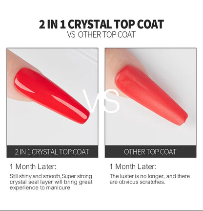 AWStorG15ml 2 IN 1 Crystal Top Coat Transparent Soak Off UV LED Nails Art Manicure Gel Nail Polish Varnishes Primer Function Gel