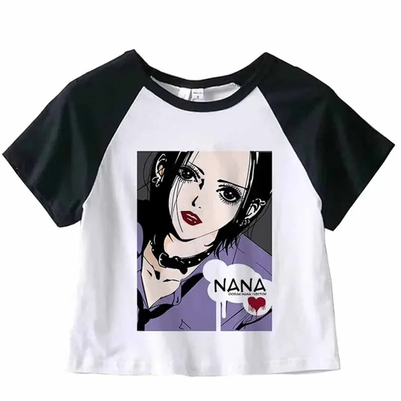 Nana Japanese Short Sleeves Anime Summer Crop Top T Shirt Casual Harajuku T Shirt Top Women Heart Graphic Tees Anime T-shirt 6