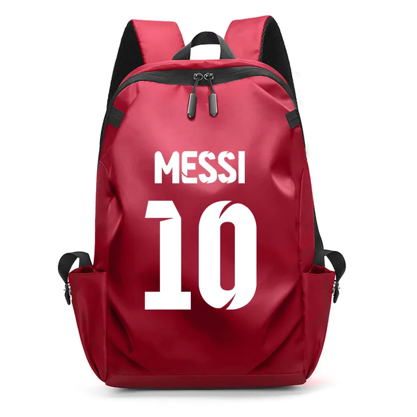Football Super Stars MESSI Backpack Boy Girl Unisex College Student Backpack Women Men Laptop Teens Student USB Port Rucksack Red B060