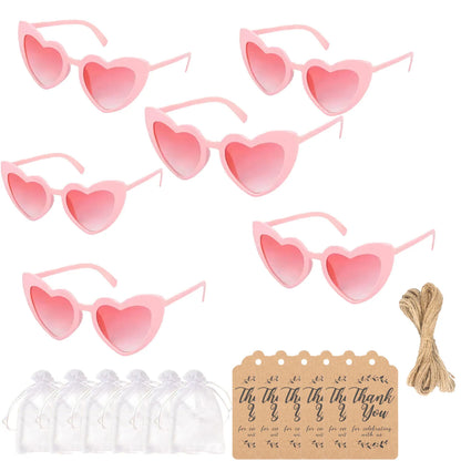 12-60Pcs Wedding Bridal Heart Shaped Sunglasses Party Favors Gift for Guests Bachelorette Hen Party Glasses Bridal Shower Decor Heart Pink A Card 1 CHINA