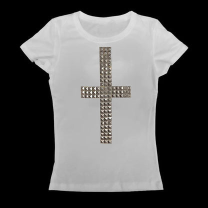 Emo Kpop Goth Baby Tees Women 90s Vintage Clothing T-shirts Kawaii Girl Harajuku Cross Hot Stamping Y2k Clothes Streetwear white02