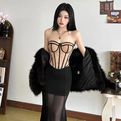 Y2K clothing color contrast stripes high waist women short bust Personalized design slimming streetwear Fashion high street vest