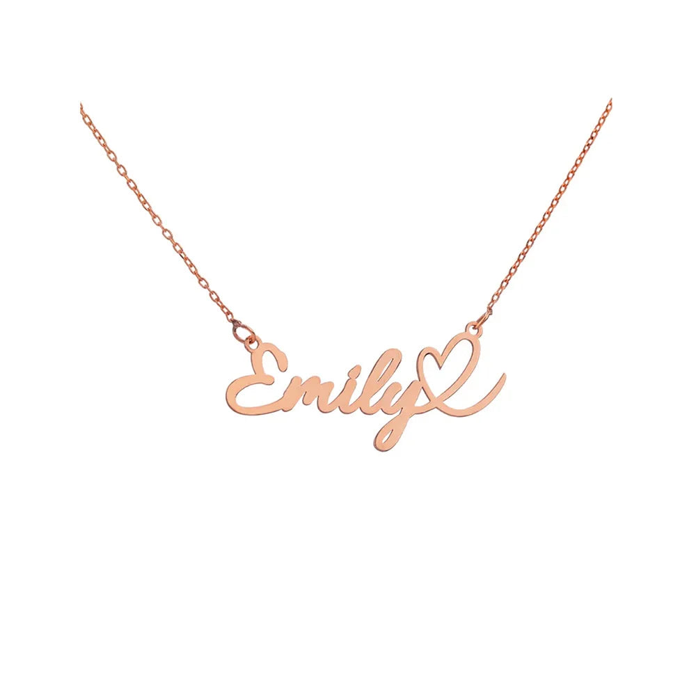 Custom Love Heart Name Necklace Personalized Letter Gold Pendant Stainless Steel Jewelry Fashion Trend Birthday Gift For Her Badiee Stylez