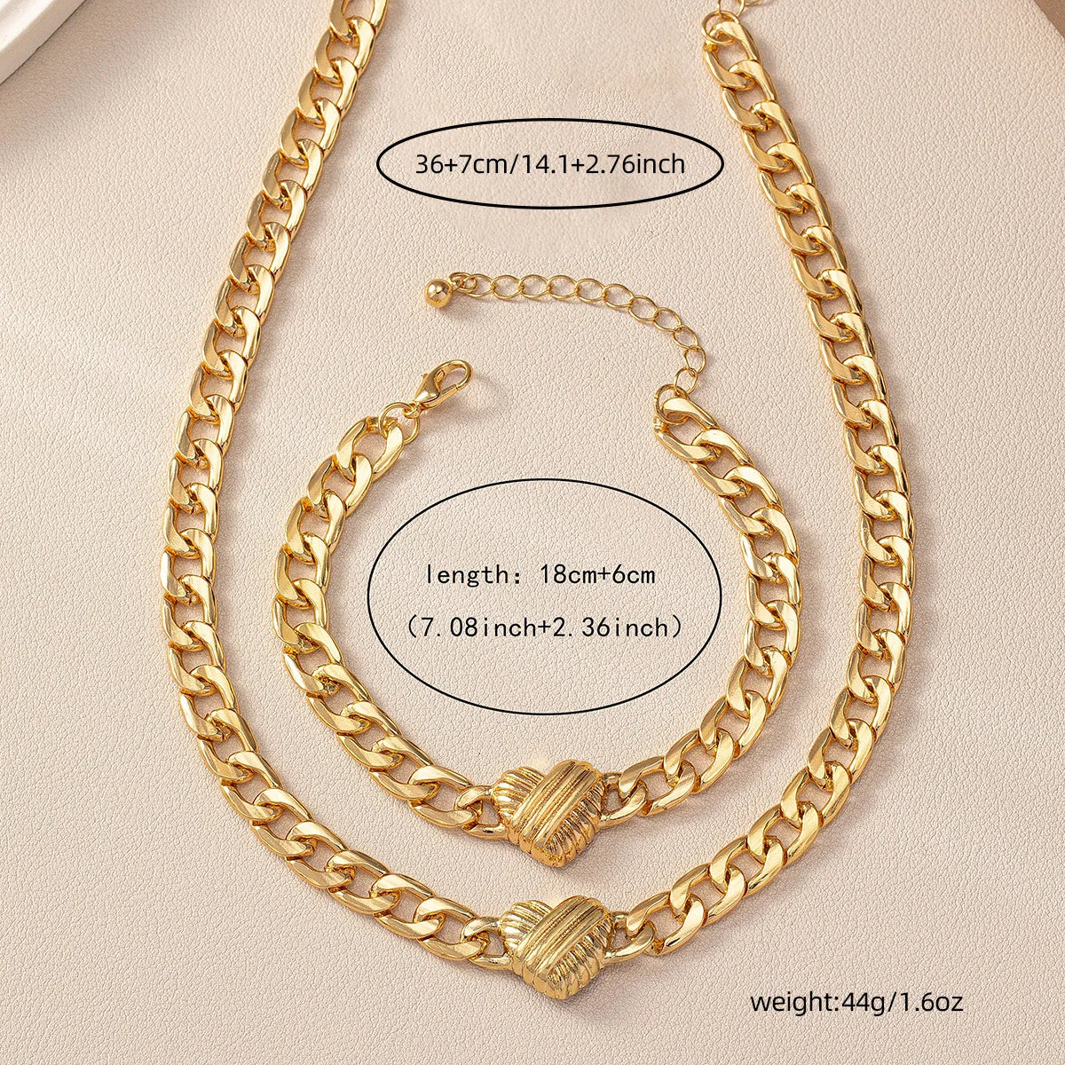 Minimalist Heart Shape Hollow Collarbone Chain Bracelet Set For Women Holiday Party Gift Fashion Jewelry CS009