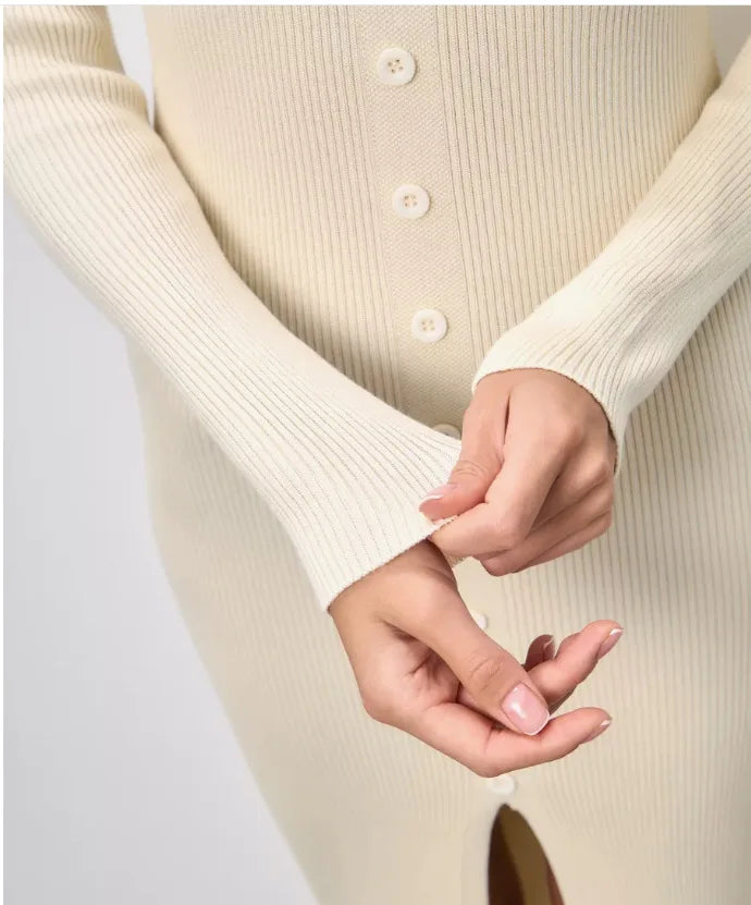 2025 Knitted Dress For Women Vintage Fashion Long Sleeve Dresses Solid Single Breasted V Neck Midi Autumn Winter Dress Скучать Badiee Stylez