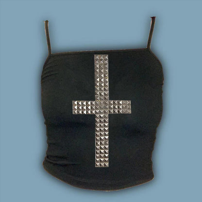 Emo Kpop Goth Baby Tees Women 90s Vintage Clothing T-shirts Kawaii Girl Harajuku Cross Hot Stamping Y2k Clothes Streetwear white07