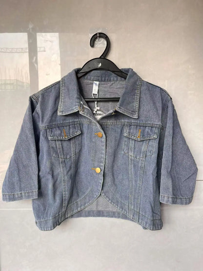 Summer New Joker Casual Short-sleeved Denim Jacket 2025 Women Short Blouse Shawl Waistcoat Female Jaqueta Jeans Feminina