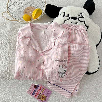 Summer Hello Kitty pajamas three-piece comfortable casual cartoon loungewear