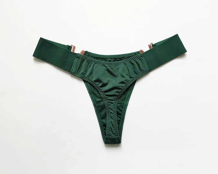 Europe and the United States sexy V-shaped metal thong sports hip lift low waist high fork T pants women thong lingerie cute