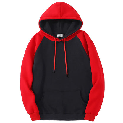 Color Collision Hoodie Men Women Autumn Winter Loose Oversized Clothing Warm Fleece Raglan Splicing Hooded Couple Sweatshirts Badiee Stylez