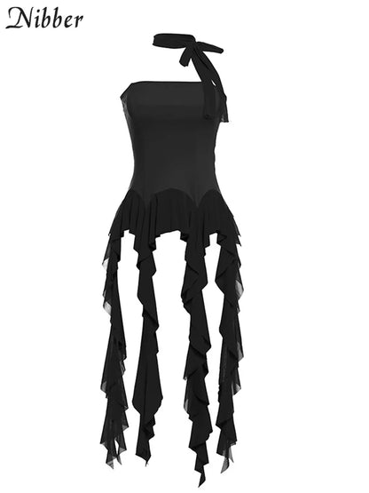 Nibber Summer Sexy Off-Shoulder Lace Women Crop Top 2023 Casual Strapless Halter Streetwear Fashion Club Party Lady Tank Top black