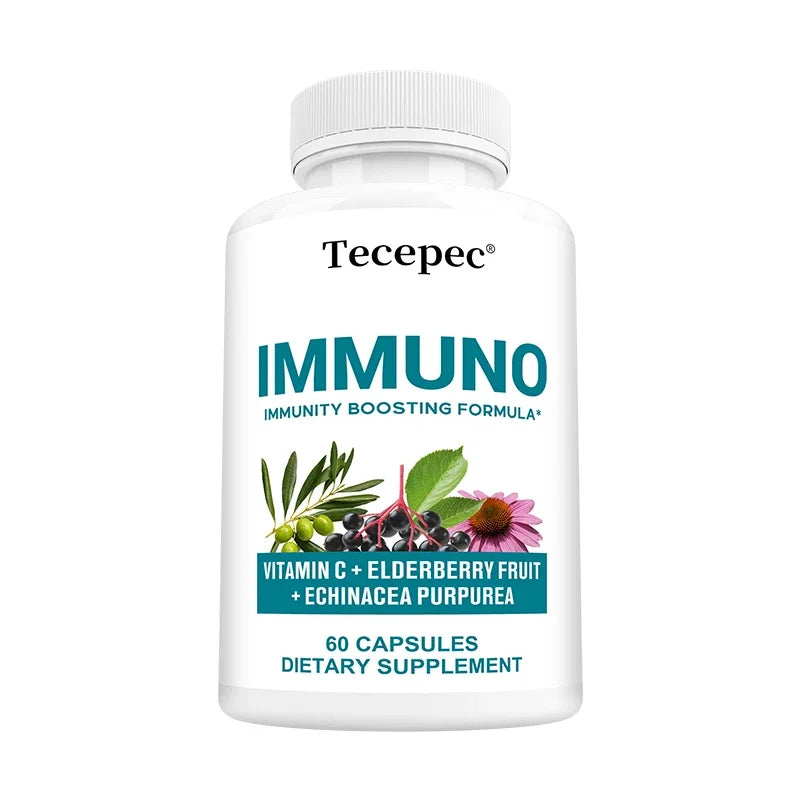 Immune Support Capsules - with Vitamin C, Elderberry Fruit, Echinacea Purpurea - Balances The Immune System and Physical Health 60 count