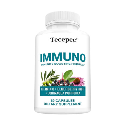 Immune Support Capsules - with Vitamin C, Elderberry Fruit, Echinacea Purpurea - Balances The Immune System and Physical Health 60 count