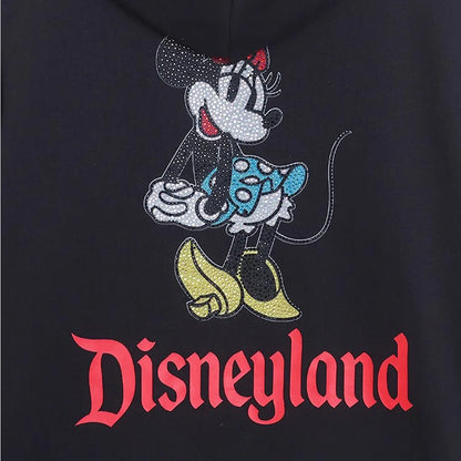 Disneyland Sweatshirt Castle Shining Mickey Disneyworld Letter Glitter Minnie Unisex Couple Women Zip Pocket Hooded Jumper Top
