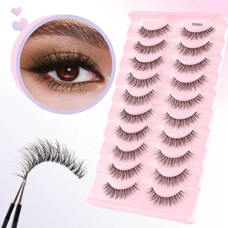 SHIDISHANGPIN 5/10Pairs False Lashes Cat Eye Eyelashes Eyelash Extension 3D Mink Half Lashes Natural Makeup faux Cils maquiagem
