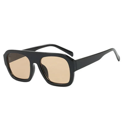 JNPCXI Fashion Square Women Sunglasses Shades UV400 Retro Leopard Tea Candy Color Gradient Men Punk Sun Glasses Black Champagne