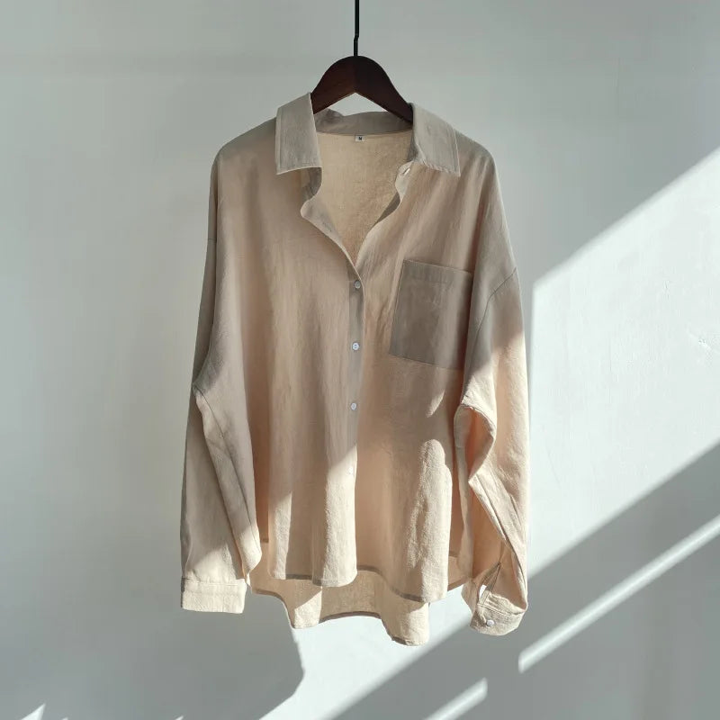 Pants Set Women Shirts Wide Leg Elastic Waist Cotton Linen Casual Sets Elegant Loose Long Sleeve Lapel Spring Shirt Y2k Suit