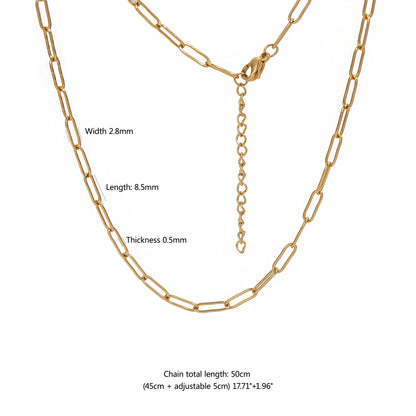 5pcs 45+5cm plated Gold Stainless Steel Link Chains Oval Bulk Necklaces Jewelry Adjustable Chains Wholesale Chokers DIY Crafts Badiee Stylez