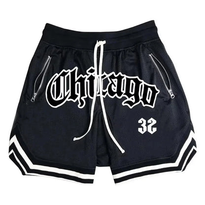 Chicago Basketball Shorts Men's Casual Sports Shorts Breathable Running Training Five Points PantsMesh Fitness Short Trousers Badiee Stylez