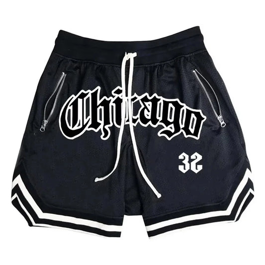Chicago Basketball Shorts Men's Casual Sports Shorts Breathable Running Training Five Points PantsMesh Fitness Short Trousers Badiee Stylez