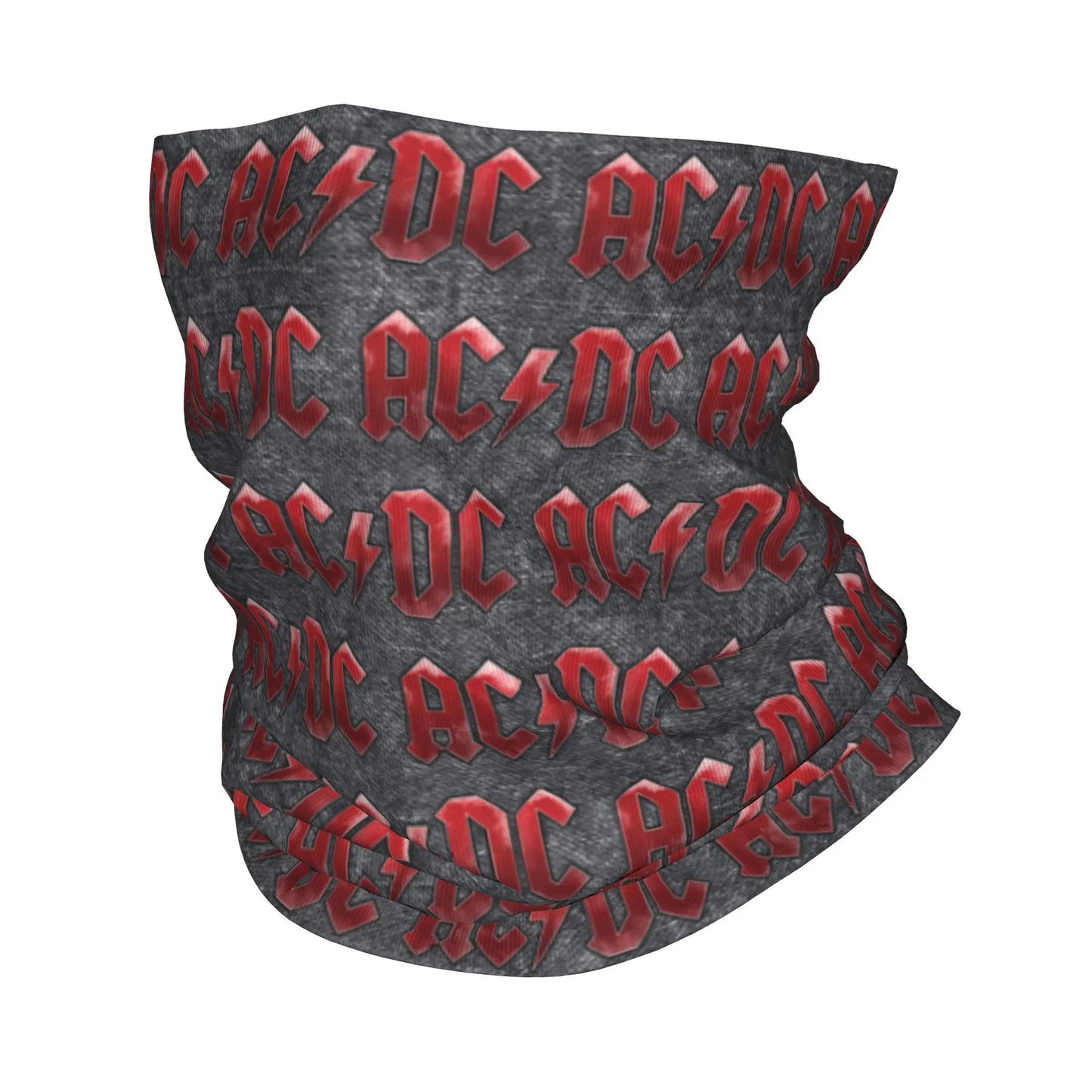 Custom Black AC DC Logo Camouflage Heavy Metal Band Bandana Neck Warmer Women Men Winter Hiking Ski Scarf Gaiter Face Cover 21 Bandana