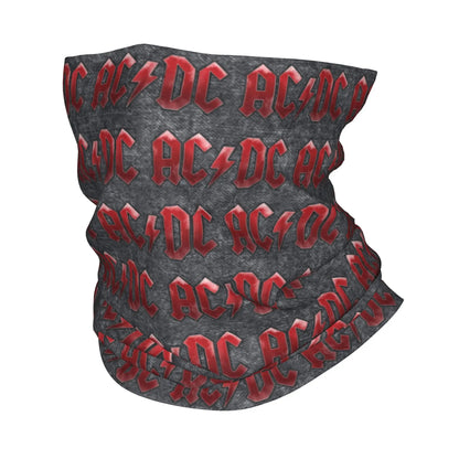 Custom Black AC DC Logo Camouflage Heavy Metal Band Bandana Neck Warmer Women Men Winter Hiking Ski Scarf Gaiter Face Cover 21 Bandana