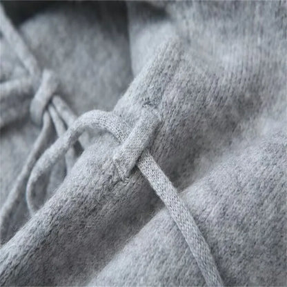 Women Solid Color Lace-up Knitted Sweater Jacket Female Cardigan with Belt Autumn and Winter Woolen Simple Cardigan Sweater