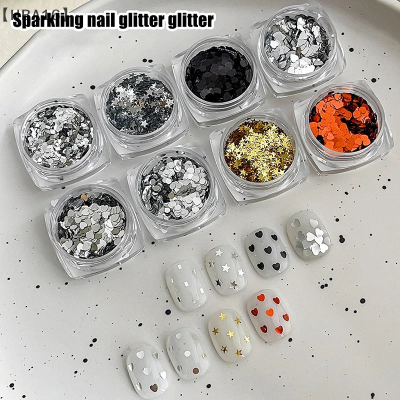 Holographic Laser Star Love Sequins Nail Glitter Gold Silver Sequin Mix Size Paillette DIY Design Nail Art Decorations Tool