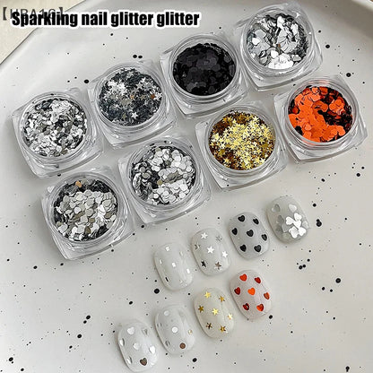 Holographic Laser Star Love Sequins Nail Glitter Gold Silver Sequin Mix Size Paillette DIY Design Nail Art Decorations Tool