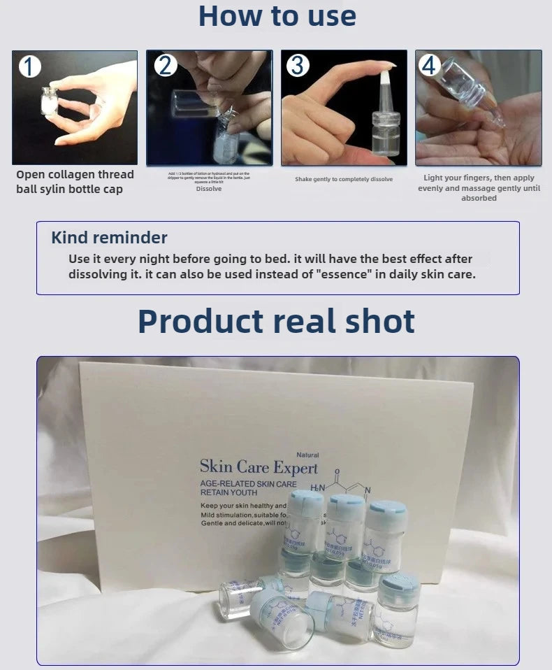 Korea Facial Hydrolyzed Silk Protein Collagen Thread Ball Serum Moisturiz Hydration Lifting Firm Fine lines Essence SkinCare