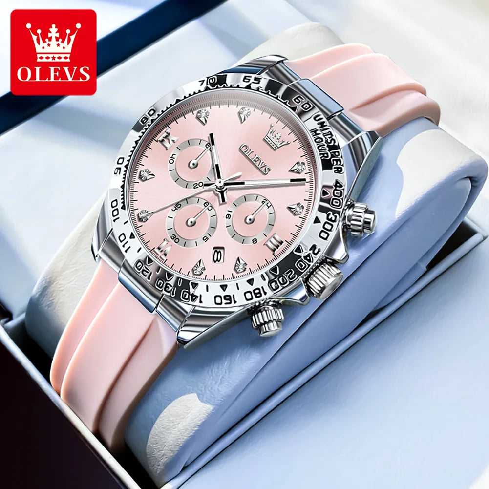 OLEVS 5618 Woman Watch Silicone Strap Luxury Brand Original Quartz Watch for Women Auto Date Waterproof Chronograph Ladies Clock