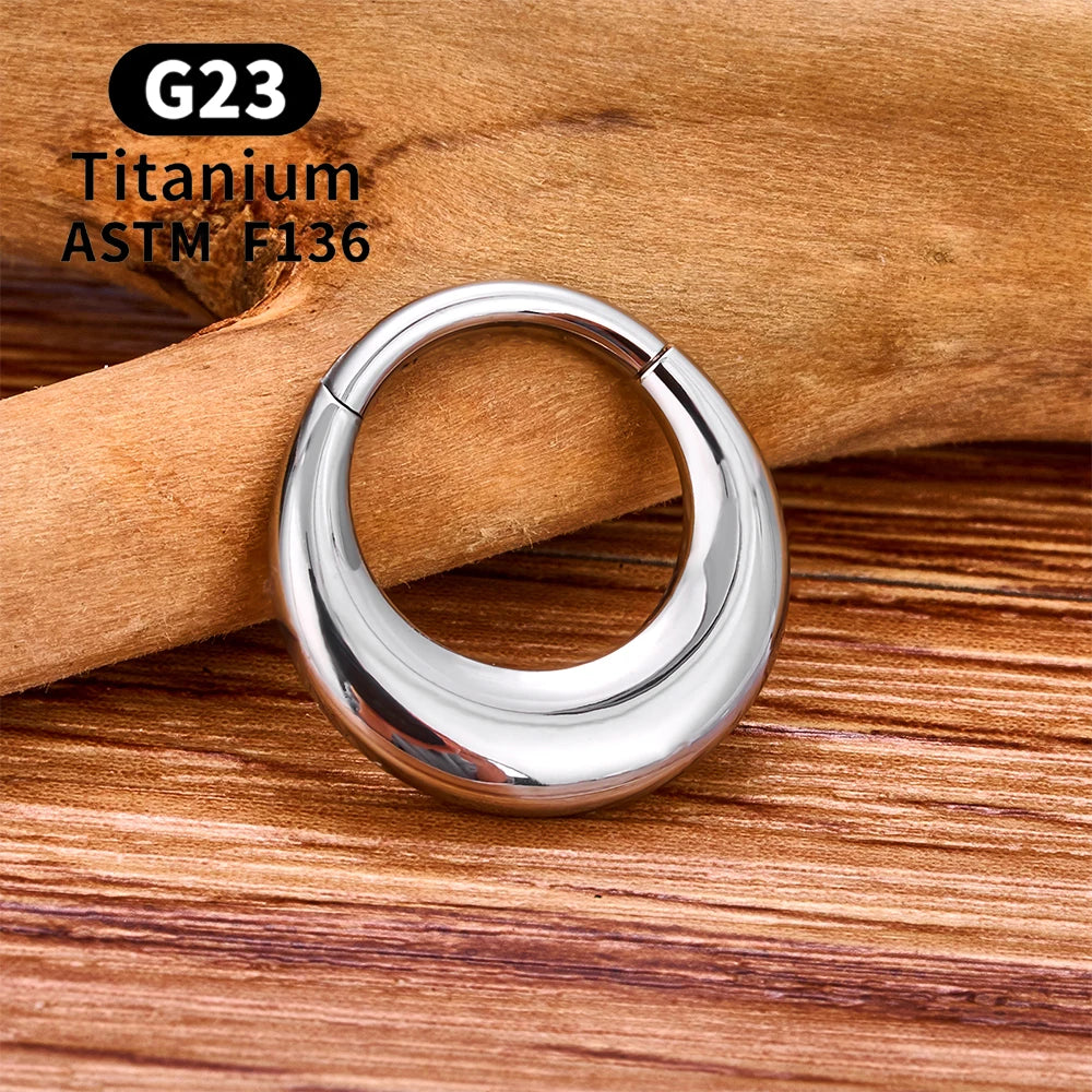 ASTM F136 Titanium 16G Moon Septum Hoop Ring Anodizing Hinged Segment Nose Clicker Tragus Helix Daith Earring Piercing Jewelry