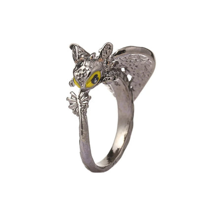 Steel Fun Jewelry Punk Enamel Dragon Ring for Women Girls Fashion Cute Flying Dragon Childlike Adjustable Cartoon Ring Wholesale gun black 1