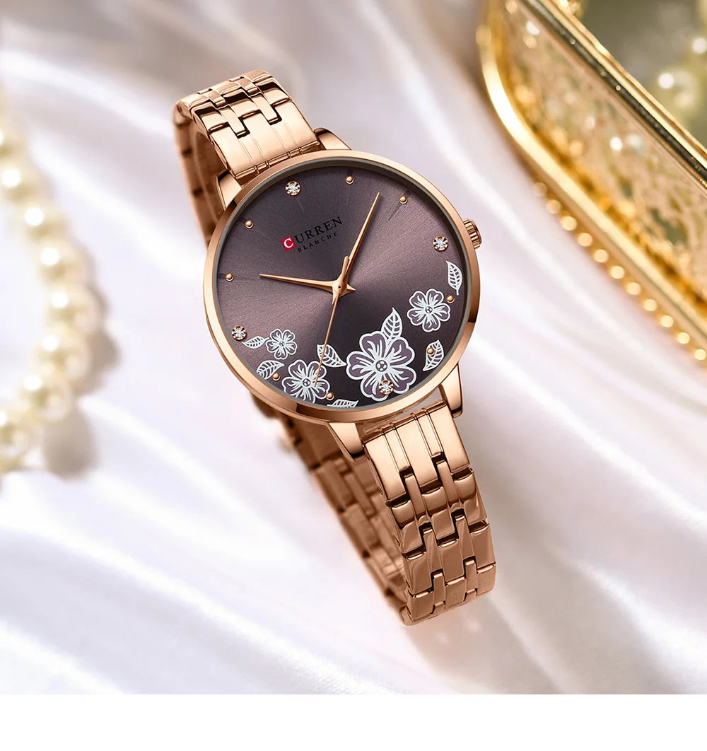 CURREN Brand Fashion Women Watches Stainless Steel Ultra Thin Quartz Watch Woman Romantic Clock Women's Watches Montre Femme