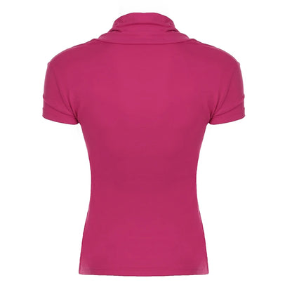 HEYounGIRL Y2K Floral Print Chic T-shirt Pink Vintage Short Sleeve Women Fitted Crop Top 2000s Outfits Fashion Summer Tee Shirts