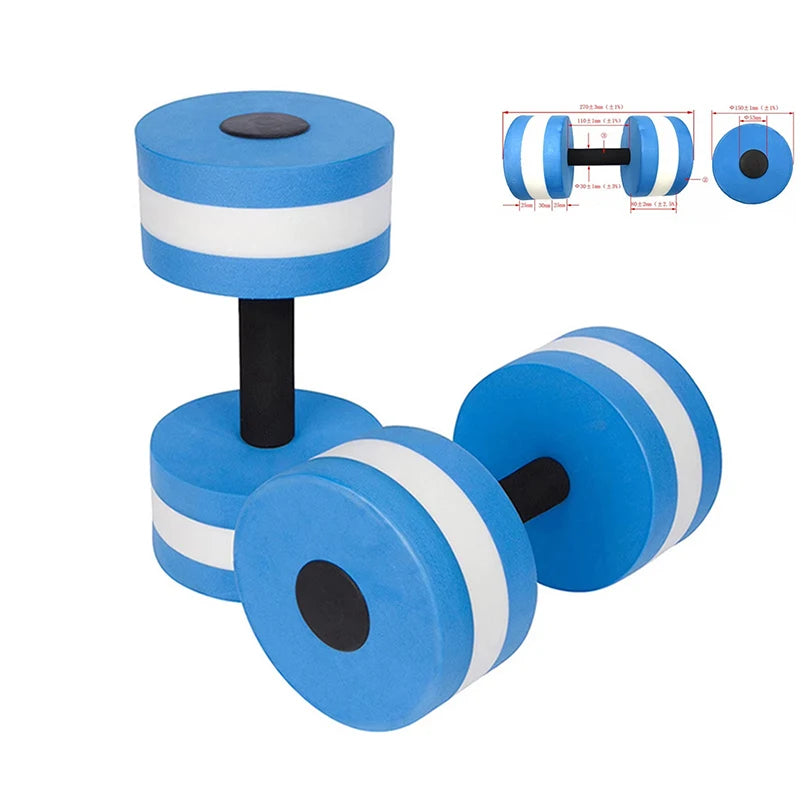 2pcs EVA Water Foam Floating Dumbbell Swimming Pool Water Weight Aerobics Automatic Float Aquatic Barbell Swim Fitness Dumbbell A CN