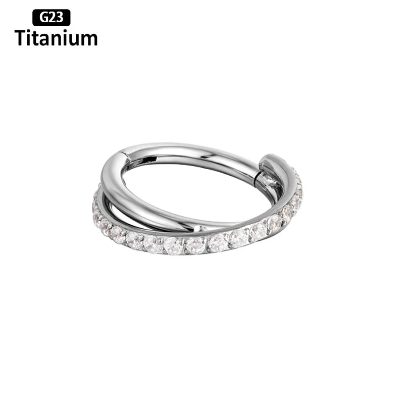 New G23 Titanium Piercing High Quality CZ Nose Ring Earrings 8/10/12mm Body Jewelry 16G ASTM f136 Titanium Nose Septum Piercings Titanium Rings 1