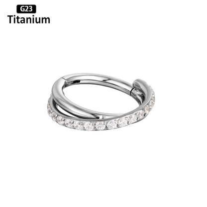 New G23 Titanium Piercing High Quality CZ Nose Ring Earrings 8/10/12mm Body Jewelry 16G ASTM f136 Titanium Nose Septum Piercings Titanium Rings 1