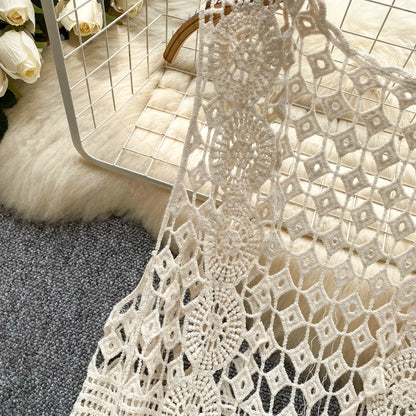 Women bohemian Sweet Knit cut out Hook flower hollow Cardigan Vintage Elegant Korean Fashion split Loose Coat Ins