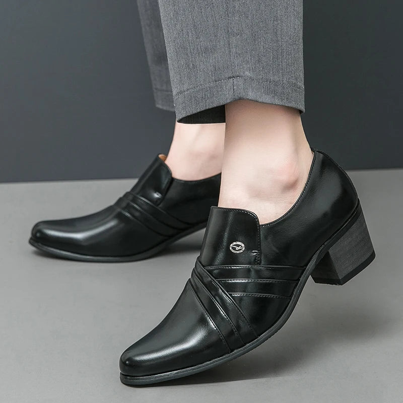 Men Formal Oxford Shoes Casual Business Office Party Loafers Men's High Heels Shoes Classic Men Shoes PU Leather Dress Shoes