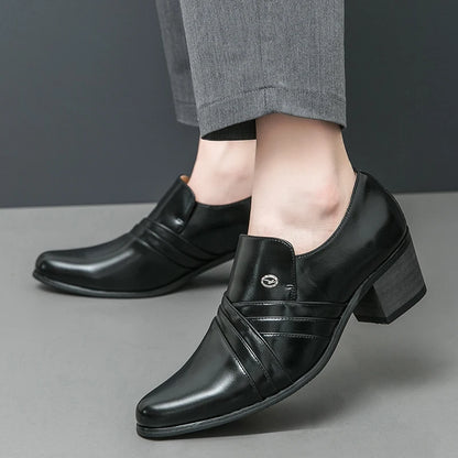 Men Formal Oxford Shoes Casual Business Office Party Loafers Men's High Heels Shoes Classic Men Shoes PU Leather Dress Shoes
