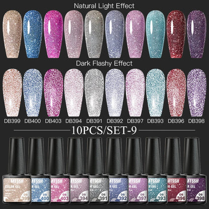 10PCS/Set Gel Nail Polish Set 125 Colors Glitter Semi Permanent Hybrid Gel Varnishes Base Top Coat Soak Off UV LED Nail Art Gel