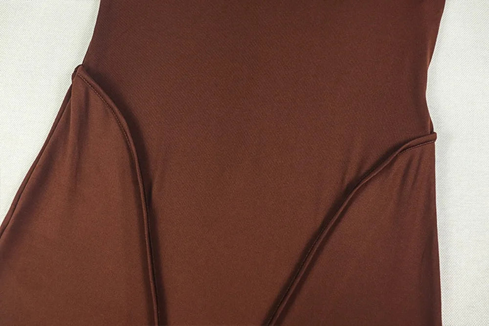 FLARORA Elegant Solid Color Ruched Jumpsuit Woman Bandage Patchwork Sleeveless Bodycon Jumpsuits Evening Party One Piece Overall Badiee Stylez